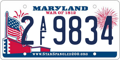 MD license plate 2AF9834