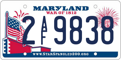 MD license plate 2AF9838