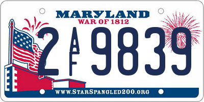 MD license plate 2AF9839