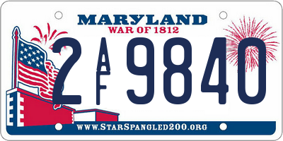 MD license plate 2AF9840