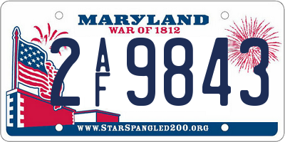 MD license plate 2AF9843