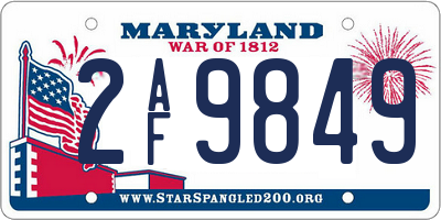 MD license plate 2AF9849