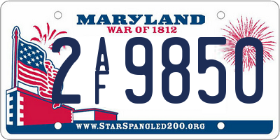 MD license plate 2AF9850