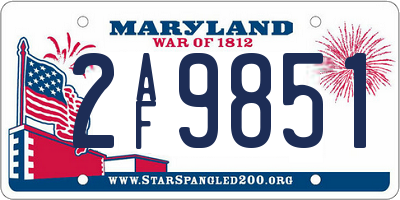 MD license plate 2AF9851