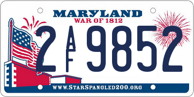 MD license plate 2AF9852