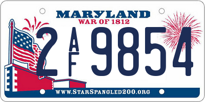 MD license plate 2AF9854