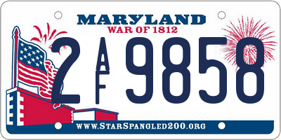 MD license plate 2AF9858