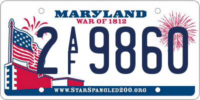 MD license plate 2AF9860