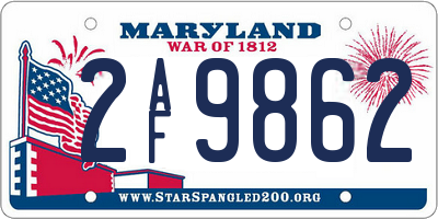 MD license plate 2AF9862