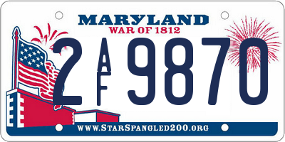 MD license plate 2AF9870