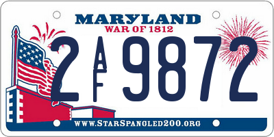 MD license plate 2AF9872