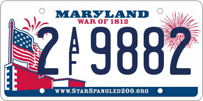 MD license plate 2AF9882