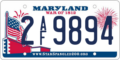 MD license plate 2AF9894