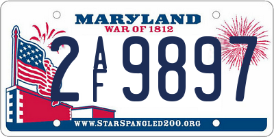 MD license plate 2AF9897