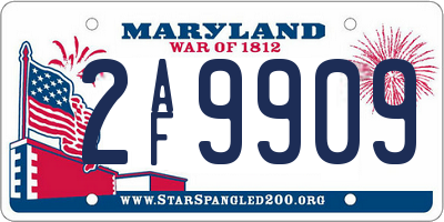 MD license plate 2AF9909
