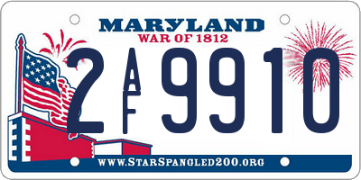 MD license plate 2AF9910