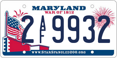 MD license plate 2AF9932