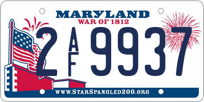 MD license plate 2AF9937