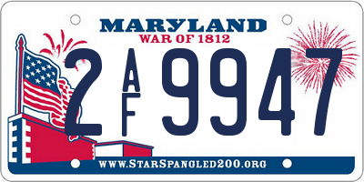 MD license plate 2AF9947