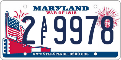 MD license plate 2AF9978