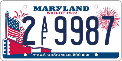 MD license plate 2AF9987