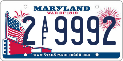MD license plate 2AF9992