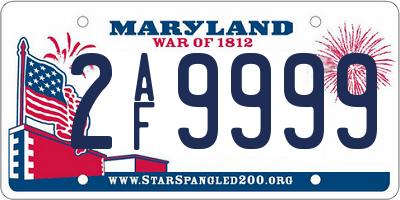 MD license plate 2AF9999