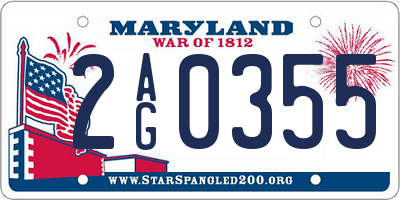 MD license plate 2AG0355