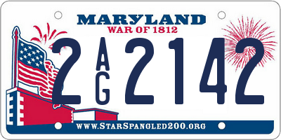 MD license plate 2AG2142