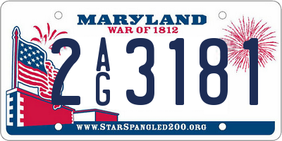 MD license plate 2AG3181