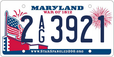 MD license plate 2AG3921