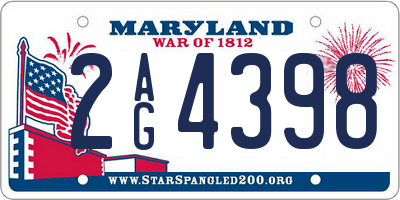 MD license plate 2AG4398