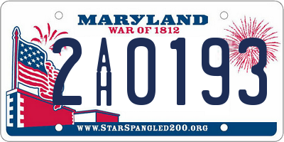 MD license plate 2AH0193