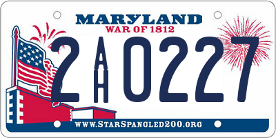 MD license plate 2AH0227