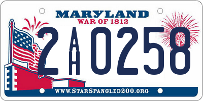 MD license plate 2AH0258