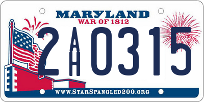MD license plate 2AH0315