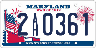 MD license plate 2AH0361