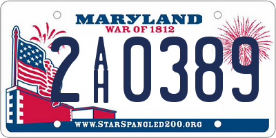 MD license plate 2AH0389