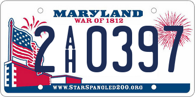 MD license plate 2AH0397