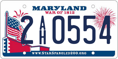 MD license plate 2AH0554