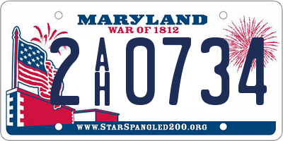 MD license plate 2AH0734