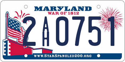 MD license plate 2AH0751