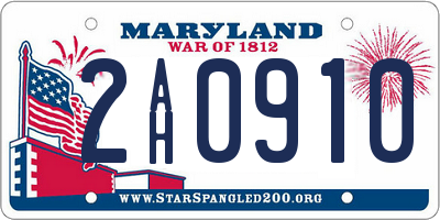 MD license plate 2AH0910