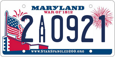 MD license plate 2AH0921