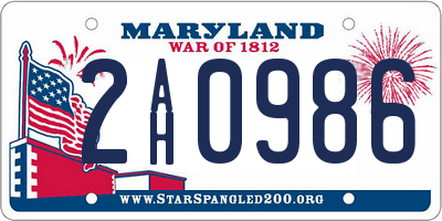 MD license plate 2AH0986
