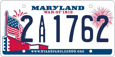 MD license plate 2AH1762