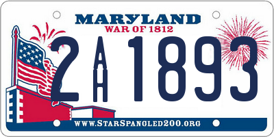 MD license plate 2AH1893