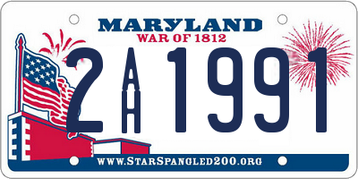 MD license plate 2AH1991
