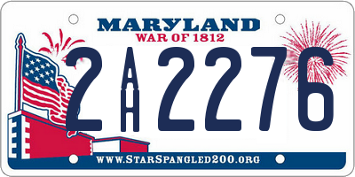 MD license plate 2AH2276