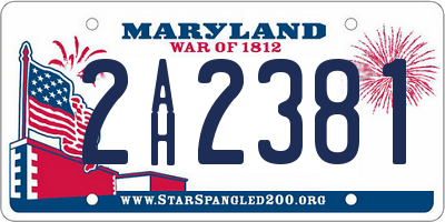 MD license plate 2AH2381